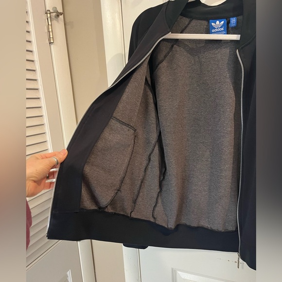 Adidas Originals Stan Smith Label Tape Sleeve Track Jacket Full Zip Sz L Black - Picture 11 of 15